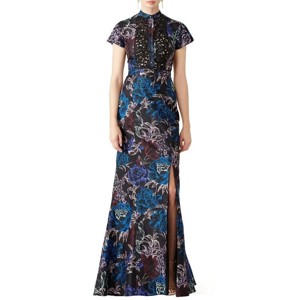 Emanuel Ungaro Black Floral Wisp Chiffon Formal Dress $2280 - Picture 4 of 13